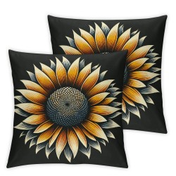 Ulloord Aesthetic Lovely Sunflowers Throw Pillow Covers Summer Wild Floral Cartoon Art Painting Pillow Case Pillowcases for Home Decor Sofa Outdoor