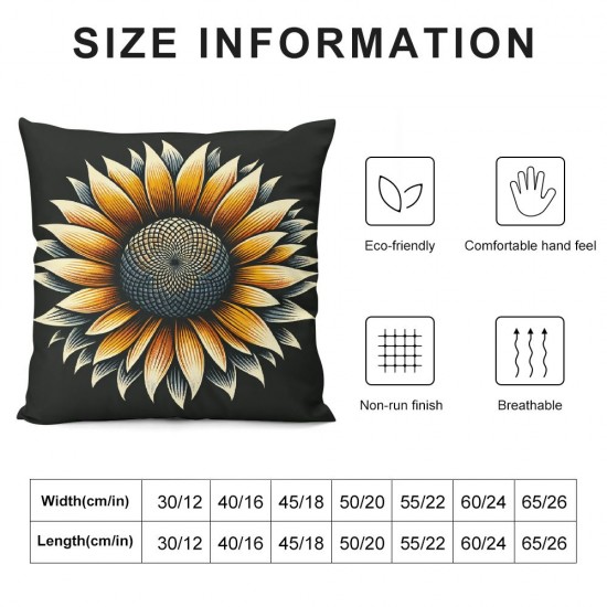 Ulloord Aesthetic Lovely Sunflowers Throw Pillow Covers Summer Wild Floral Cartoon Art Painting Pillow Case Pillowcases for Home Decor Sofa Outdoor