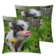 Ulloord Square Throw Pillow Covers Cute Piggy in Yellow Flower Field Pillow Cases Decorative for Home Bedroom Sofa Animal Pig Natural Design Pillowcases Standard Size