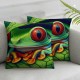 Ulloord Square Throw Pillow Covers Cute Frog Sitting on Branch Pillow Cases Decorative for Home Bedroom Sofa Rainy Day Animal Lotus Leaves Print Pillowcases Standard Size