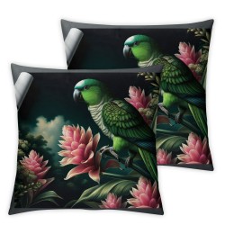 Square Throw Pillow Covers Flowers Floral Palm Leaves Design Pillow Cases Decorative for Home Bedroom Sofa Pillowcases Standard Size