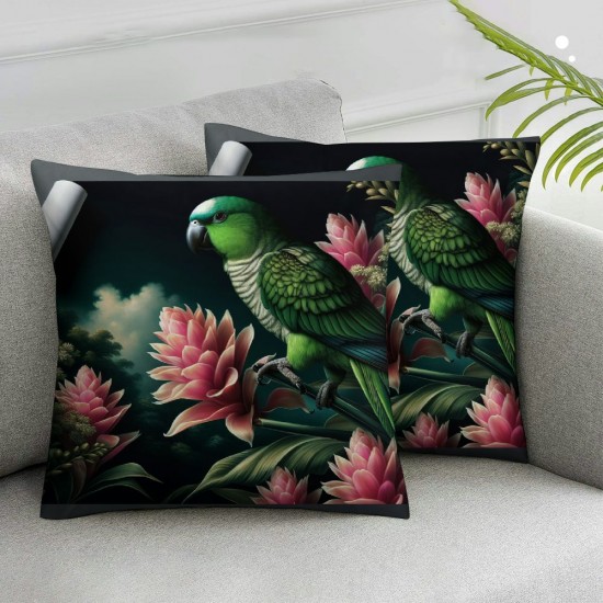 Square Throw Pillow Covers Flowers Floral Palm Leaves Design Pillow Cases Decorative for Home Bedroom Sofa Pillowcases Standard Size