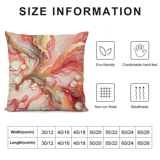 Ulloord Square Throw Pillow Covers Purple Pink Marble Surface Pillow Cases Decorative for Home Bedroom Sofa Abstract Stone Golden Print Pillowcases Standard Size