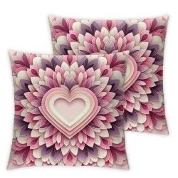 Ulloord Square Throw Pillow Covers Pink White Love Pillow Cases Decorative for Home Bedroom Sofa Romantic Pattern Painting Pillowcases Standard Size