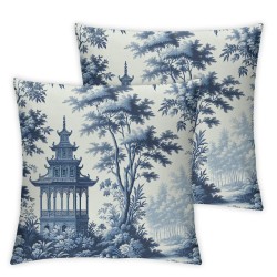 Ulloord Trees Pillowcases Floral Pattern Blue Hand Drawn Design Pillow Case Decorative Throw Pillow Cover for Home Sofa Office