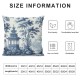 Ulloord Trees Pillowcases Floral Pattern Blue Hand Drawn Design Pillow Case Decorative Throw Pillow Cover for Home Sofa Office