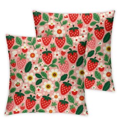 Ulloord Square Throw Pillow Covers Red with White Flowers Pillow Cases Decorative for Home Bedroom Sofa Fruit Floral Pink Painting Pillowcases Standard Size