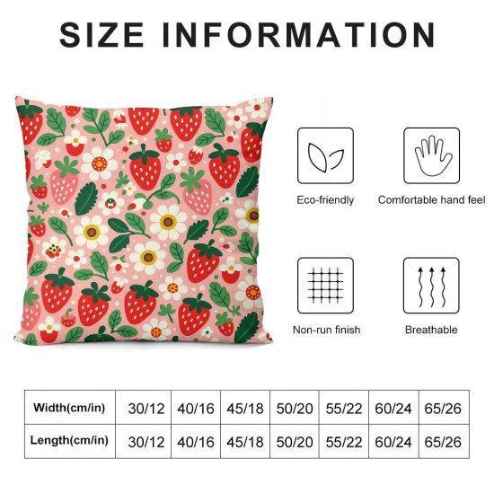 Ulloord Square Throw Pillow Covers Red with White Flowers Pillow Cases Decorative for Home Bedroom Sofa Fruit Floral Pink Painting Pillowcases Standard Size