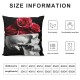 Ulloord Square Throw Pillow Covers Human Skulls Pillow Cases Decorative for Home Bedroom Sofa Red Blooming Roses Black Background Painting Pillowcases Standard Size