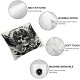 Ulloord Square Throw Pillow Covers Motorcycle Skull with and Black White Design Pillow Cases Decorative for Home Bedroom Sofa Pillowcases Standard Size