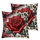 Ulloord Rose Leopard Print Pillowcases Bright and Beautiful Rose Flower on Leopard Background Pillow CaseDecorative Throw Pillow Cover for Home Sofa Office