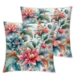 Pink Flowers Throw Pillow Covers Floral Seamless Pattern Art Painting Square Pillowcases for Home Decor Sofa Car Bedroom Pillow case