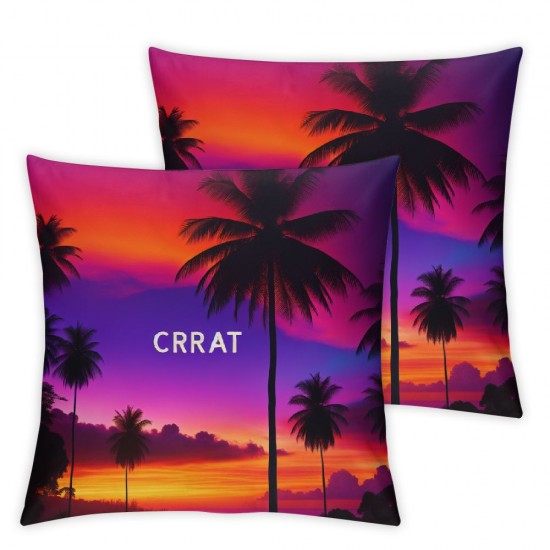 Ulloord Colorful Sunset Clouds Throw Pillow Covers Tropical Beach Palm Seaside Landscape Art Print Square Pillowcases for Home Decor Sofa Car Bedroom Pillow case