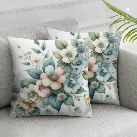 Throw Pillow Covers Blue White Spring Flowers Square Pillowcase for Home Decor Sofa Car Bedroom Pillow case