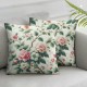 Ulloord Watercolor Pink Flowers Throw Pillow Covers Wild Green Leaves Floral Seamless Pattern Square Pillowcases for Home Decor Sofa Car Bedroom Pillow case