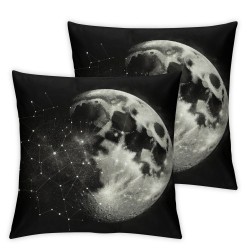 Ulloord Throw Pillow Covers Black Starry Sky Stars Moon Constellation Black and White Design Square Pillowcases for Home Decor Sofa Car Bedroom Pillow Cases