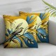 Ulloord Square Throw Pillow Covers Birds on Branch Blue Yellow Background Painting Pillow Cases Decorative for Home Bedroom Sofa Pillowcases Standard Size