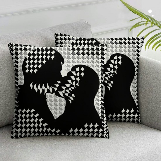 Ulloord Throw Pillow Cover Linen Seamless Tooth White Wool Houndstooth Pattern Classic Graphic Mod Stylish Roses Abstract Textures Decorative Square Pillow Case for Couch Sofa Home Decoration