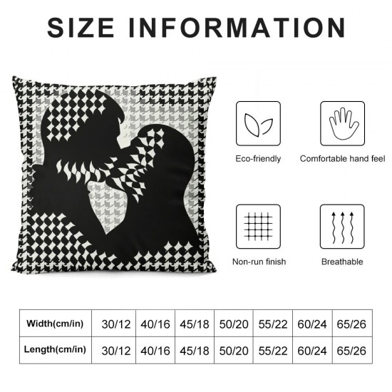 Ulloord Throw Pillow Cover Linen Seamless Tooth White Wool Houndstooth Pattern Classic Graphic Mod Stylish Roses Abstract Textures Decorative Square Pillow Case for Couch Sofa Home Decoration