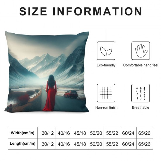 Ulloord  Winter Camper VanThrow Pillow Covers, Surrounded by Fog and a Mountain Road in The WinterDecorative Pillow Covers Digital Printing Linen Blended for Couch Sofa Bed Invisible Zipper