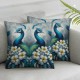 Ulloord Square Throw Pillow Covers Beautiful Blue Pillow Cases Decorative for Bedroom Sofa Flowers Butterflies Animal Art Design Pillowcases Standard Size