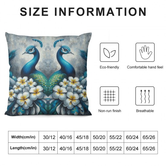 Ulloord Square Throw Pillow Covers Beautiful Blue Pillow Cases Decorative for Bedroom Sofa Flowers Butterflies Animal Art Design Pillowcases Standard Size