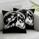 Ulloord Square Throw Pillow Covers Midnight Wolf Howl with Moon Purple Design Pillow Cases Decorative for Home Bedroom Sofa Pillowcases Standard Size