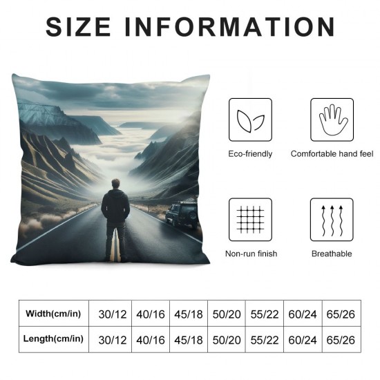 Ulloord  Winter Camper VanThrow Pillow Covers, Surrounded by Fog and a Mountain Road in The WinterDecorative Pillow Covers Digital Printing Blended Fabric for Couch Sofa Bed Invisible Zipper