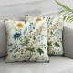 Ulloord Square Throw Pillow Covers Pink Floral Blue Yellow White Flowers Pillow Cases Decorative for Home Bedroom Sofa Pillowcases Standard Size