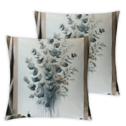 Ulloord  Bouquet Botanical Throw Pillow Covers,Isolated Watercolor Elements Eucalyptus Decorative Pillow Covers Digital Printing Linen Blended for Couch Sofa Bed Invisible Zipper