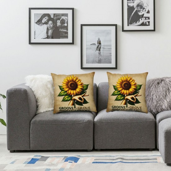 Ulloord Yellow Sunflower Pillowcases Floral Art Painting Pillow Case Decorative Throw Pillow Cover for Home Sofa Office