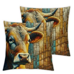 Ulloord Lovely Cow Beautiful Yellow Sunflowers Pillowcases Vintage Farmhouse Art Design Pillow Case Decorative Throw Pillow Cover for Home Sofa Office