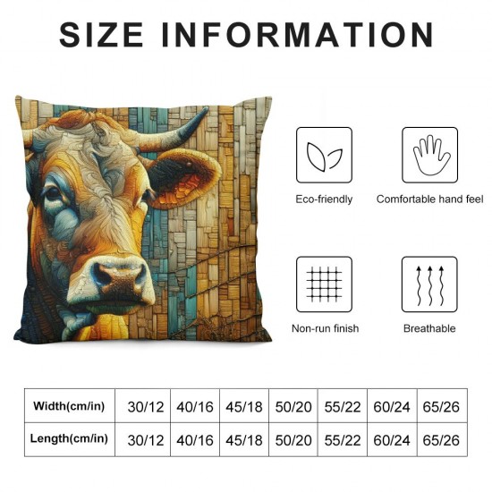 Ulloord Lovely Cow Beautiful Yellow Sunflowers Pillowcases Vintage Farmhouse Art Design Pillow Case Decorative Throw Pillow Cover for Home Sofa Office