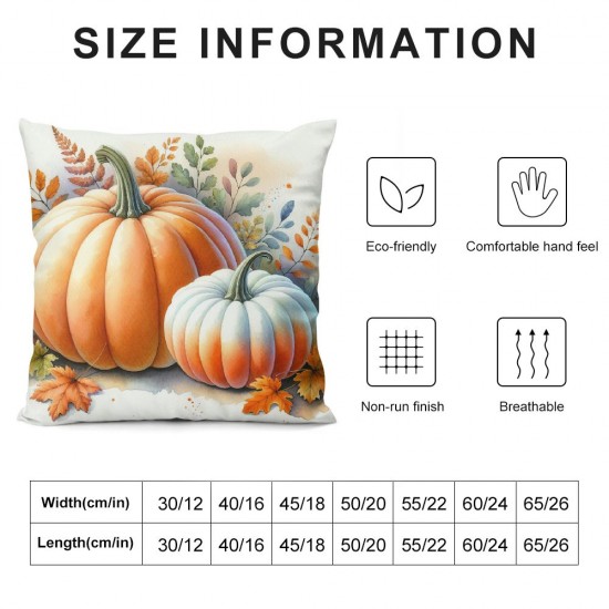 Ulloord Fall Pillow Covers , Striped Pumpkins Leaves Decorative Farmhouse Throw Cushion Cases Indoor Decoration Home Decor for Sofa Couch (Orange)