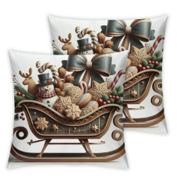 Ulloord Christmas Pillow Covers, Striped Wooden Tree Holiday Decor Decorative Throw Cushion Case Decoration for Home Party Sofa Couch (Brown)