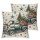 Ulloord Christmas Pillow Covers, Tree Truck Merry Holiday Decor Decorative Throw Cushion Cases Decoration for Home Party Sofa Couch (Grey)