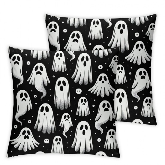 Ulloord Halloween Pillow Covers, Striped Ghost Throw Pillowcases Decorative Cushion Cases Party Decoration for Home Sofa (Black)