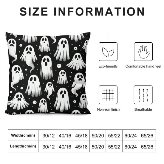 Ulloord Halloween Pillow Covers, Striped Ghost Throw Pillowcases Decorative Cushion Cases Party Decoration for Home Sofa (Black)