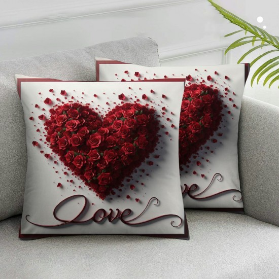 Ulloord Valentines Day Pillow Covers Valentines Day Decor for Home Roses Heart Valentine Pillows Decorative Throw Pillows Valentines Day Decorations