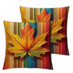 Ulloord Fall Decorative Throw Pillow Covers, Stripes Thanksgiving Fall Decor Outdoor Farmhouse Pillow Cases for Home Couch (Orange Color)