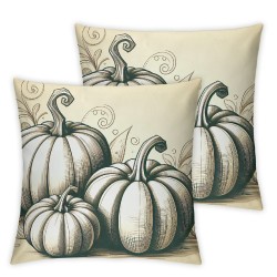 Ulloord Fall Pillow Covers , Happy Fall Pumpkins Blessed Thankful Grateful Cushion Cases Farmhouse Decor for Home Party Sofa Couch (Orange)