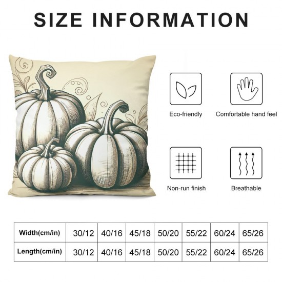 Ulloord Fall Pillow Covers , Happy Fall Pumpkins Blessed Thankful Grateful Cushion Cases Farmhouse Decor for Home Party Sofa Couch (Orange)