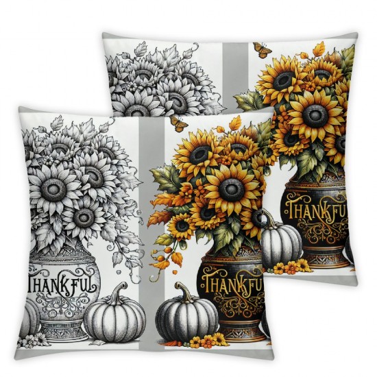 Ulloord Fall Pillow Covers Pumpkins Sunflowers Pumpkins Fall Pillows Decorative Throw Pillows Thanksgiving Decorations Autumn Cushion Case