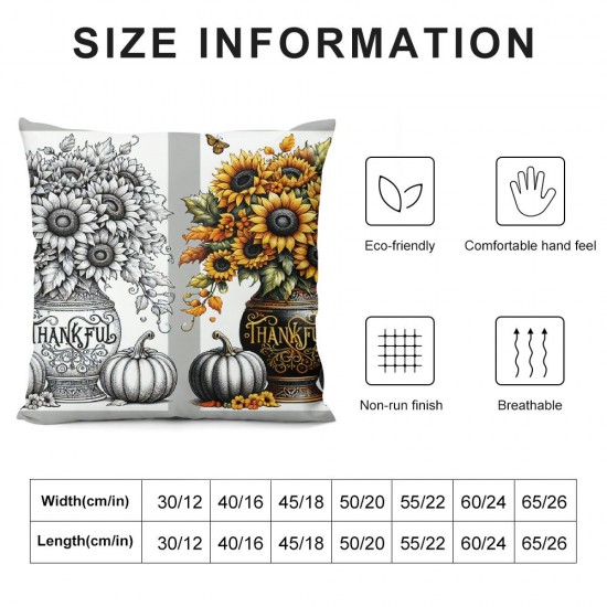 Ulloord Fall Pillow Covers Pumpkins Sunflowers Pumpkins Fall Pillows Decorative Throw Pillows Thanksgiving Decorations Autumn Cushion Case