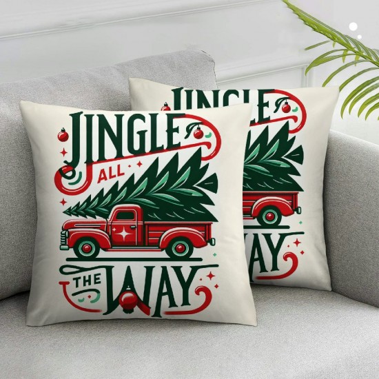 Ulloord Christmas Pillow Covers for Christmas Decorations Christmas Truck Merry and Bright Pillows Winter Holiday Throw Pillows Christmas Decor for Couch&nbsp;Red