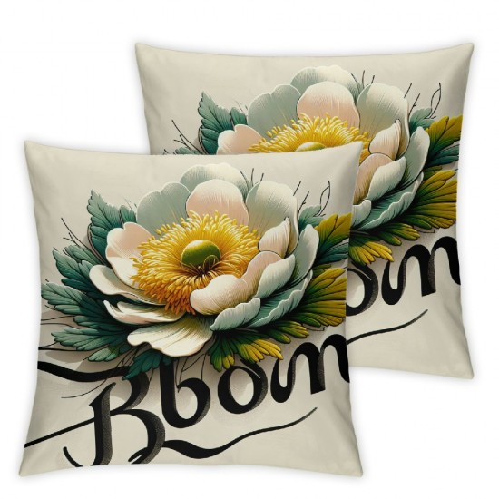 Ulloord Spring Pillow Covers, Floral Daisy Bloom with Grace Farmhouse Decorative Throw Pillowcases for Home Sofa Couch Decoration