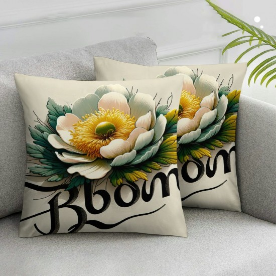 Ulloord Spring Pillow Covers, Floral Daisy Bloom with Grace Farmhouse Decorative Throw Pillowcases for Home Sofa Couch Decoration