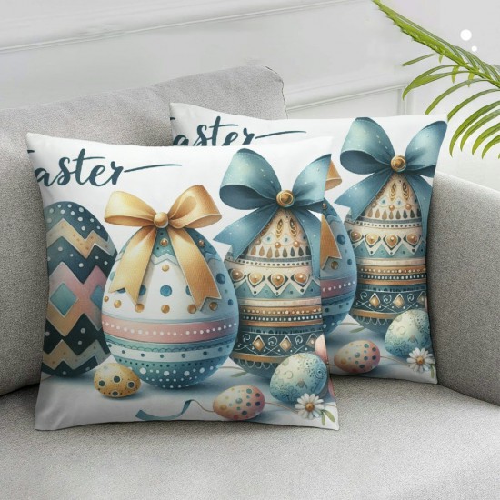 Ulloord Pillow Covers , Rabbits Bunny Striped Farmhouse Decorative Throw Pillowcases for Home Sofa Couch Decoration