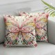 Ulloord Pillow Covers , Striped Floral Eggs Decorative Farmhouse Throw Pillowcases for Home Sofa Couch Decoration (Yellow)