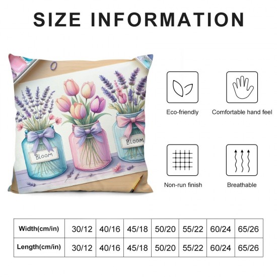 Ulloord Spring Pillow Covers, Floral Bloom with Grace Decorative Throw Pillowcases for Home Sofa Couch Decoration